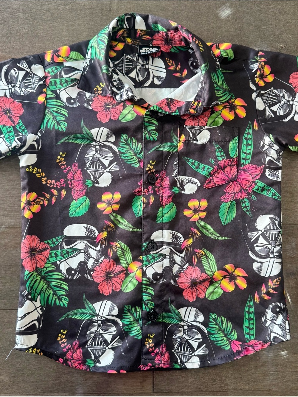 Star Wars Black Tropical Floral Button-Down Shirt